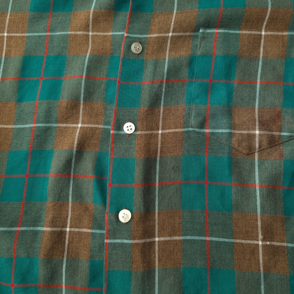 Vintage 70s Albert Butwick Green Plaid Flannel Shirt XL Long Sleeve - Picture 7 of 11